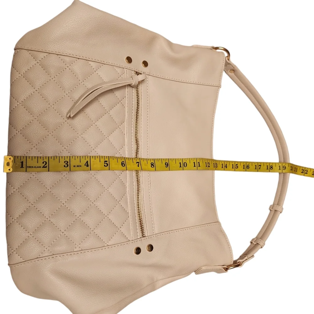 Quilted White Sand Hobo Bag